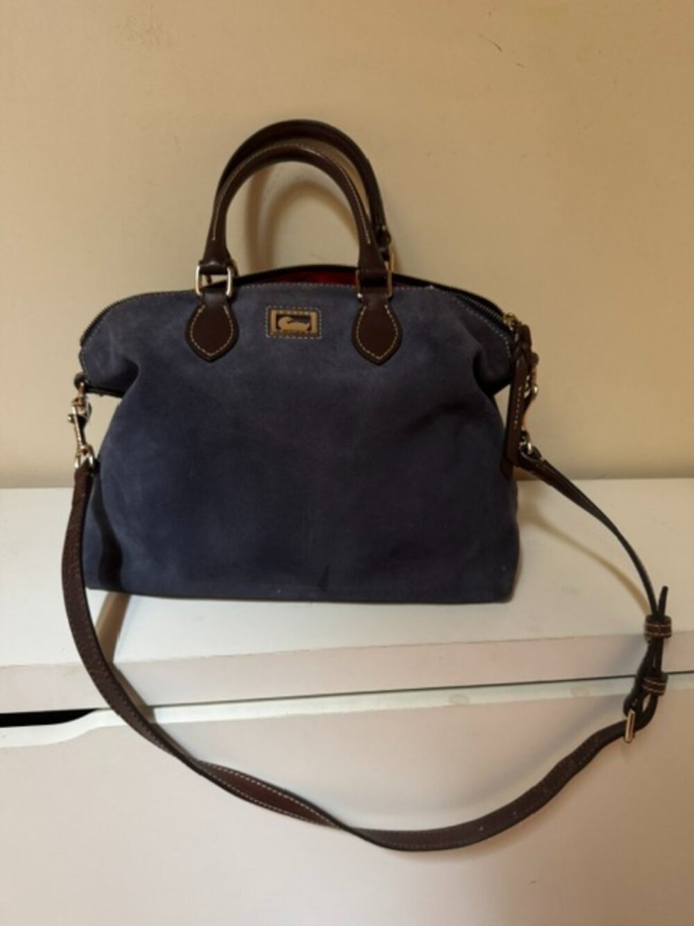 Vintage 90's Dooney & Bourke Blue Suede Satchel